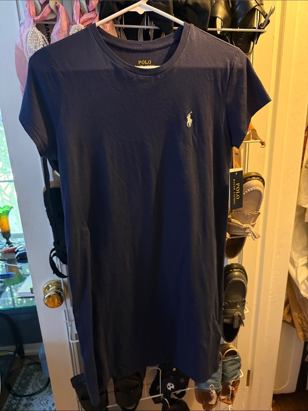 Ralph Lauren Navy Tee-Style Midi Dress with White Pony